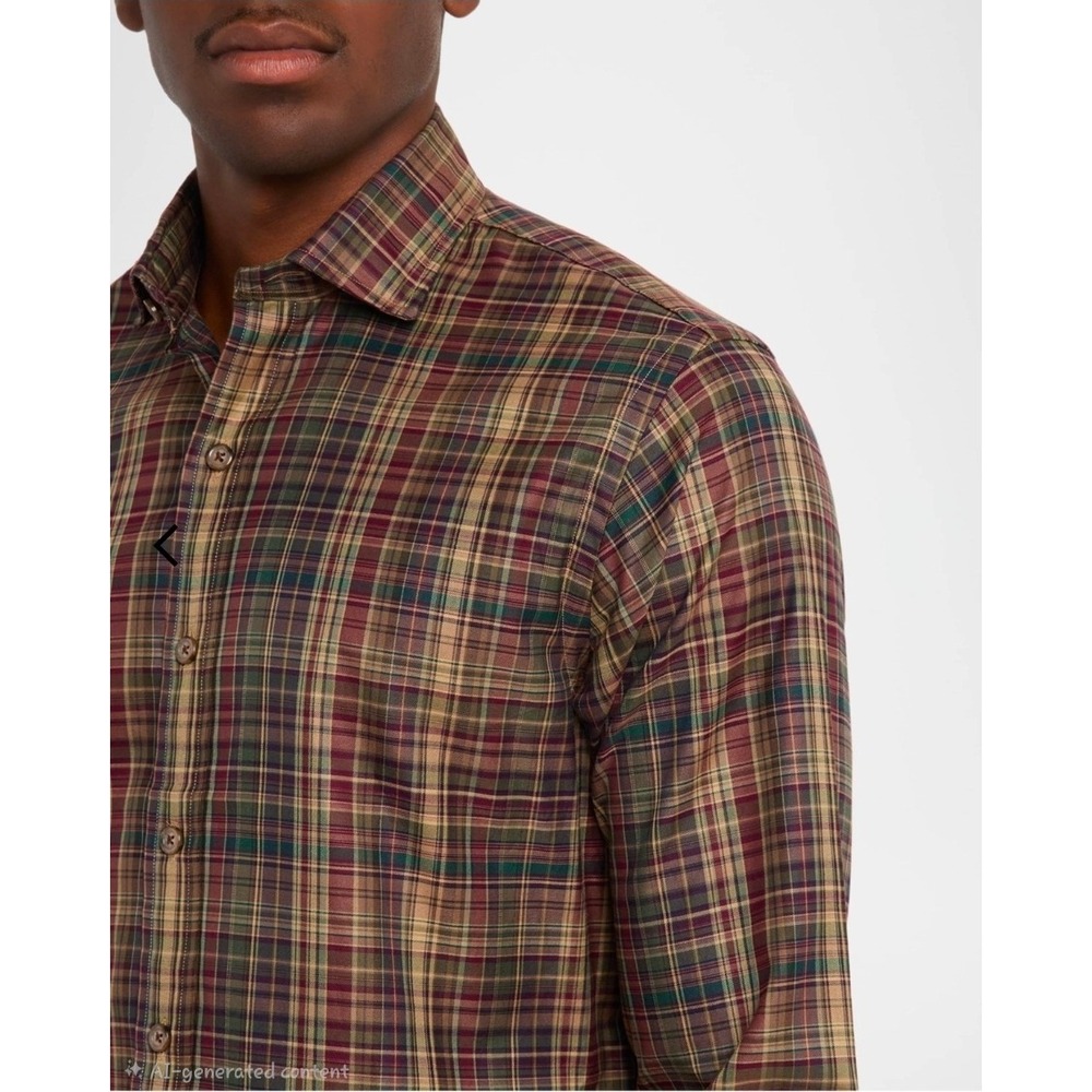 Polo Ralph Lauren Men's Classic Fit Linen Silk Plaid Twill Button-Down Shirt XL